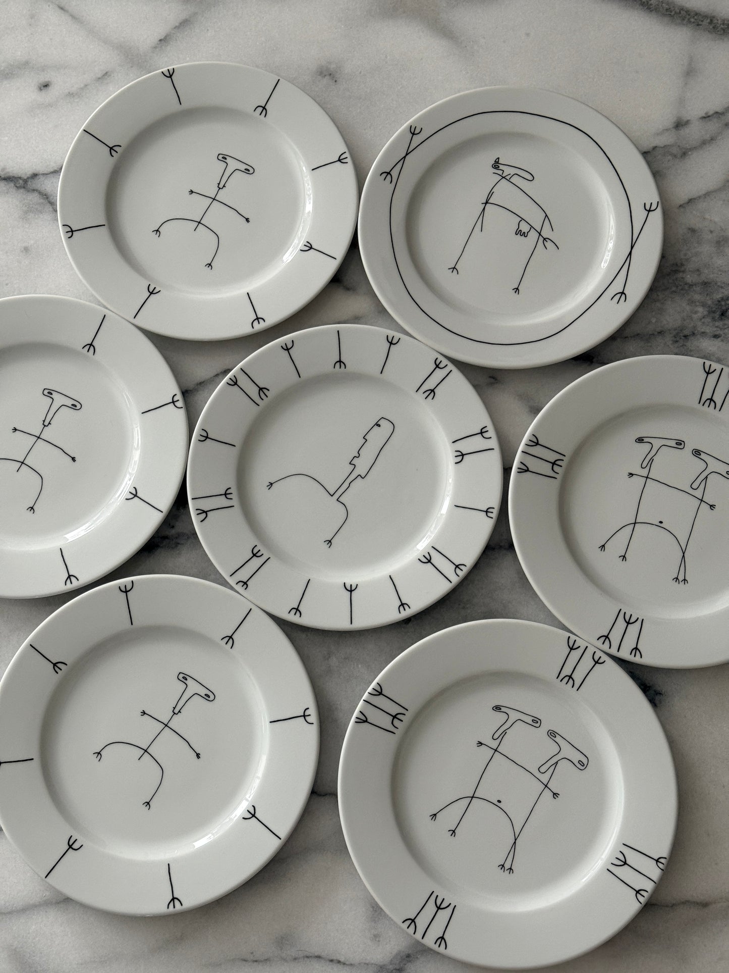 Set of 7 Vintage Vista Alegre Portugal “ Wacky” Lunch or Desert Plates