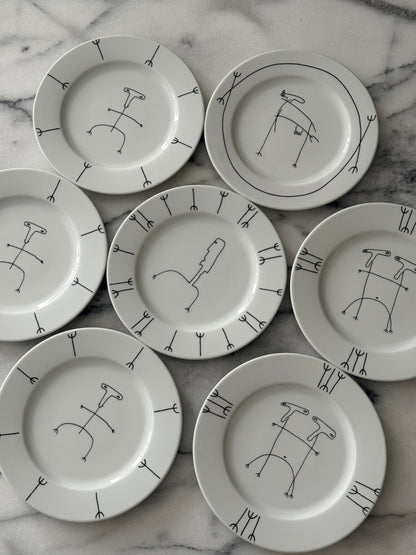 Set of 7 Vintage Vista Alegre Portugal “ Wacky” Lunch or Desert Plates
