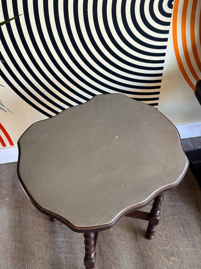 Vintage Bobbin Leg Side Table with a Metallic Silver Top