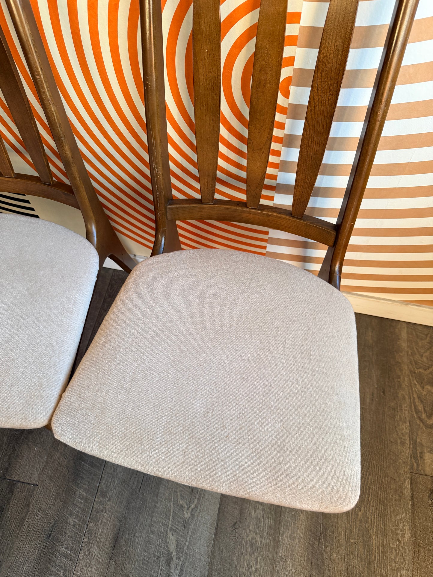 Set of 5 Vintage Walnut Dining Chairs