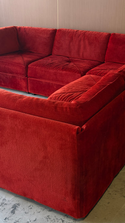 Vintage Red Modular Sectional Sofa