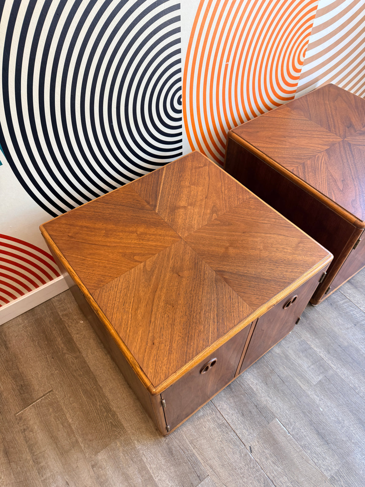 Vintage Walnut Square End Tables by Lane Furniture