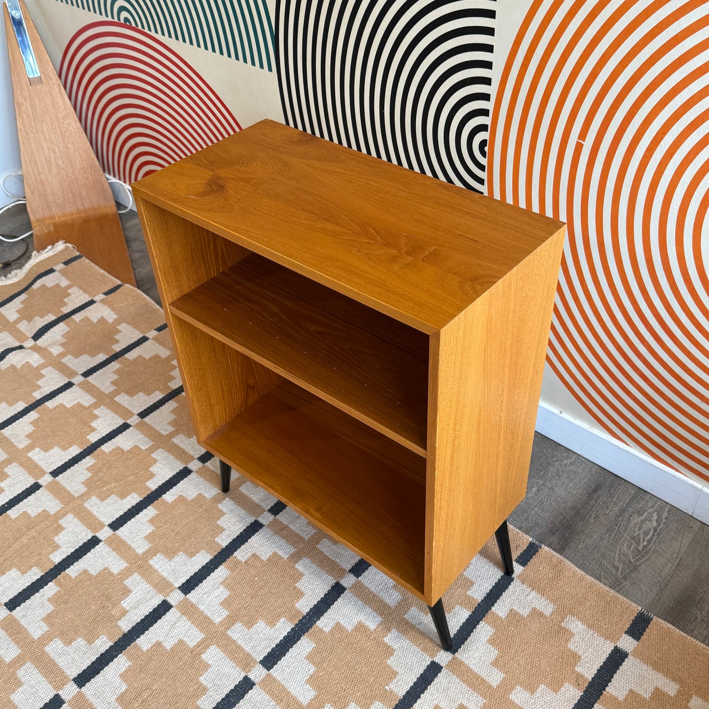 Small Teak Bookcase on Metal Legs