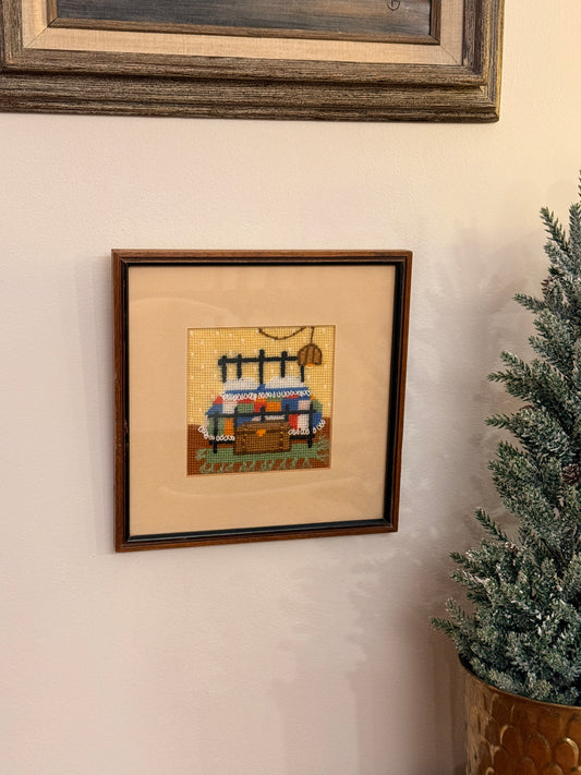 Vintage Needlepoint Framed Wall Art