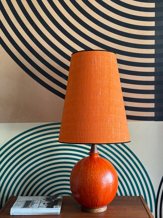Large Vintage Midcentury Modern Orange Table Lamp