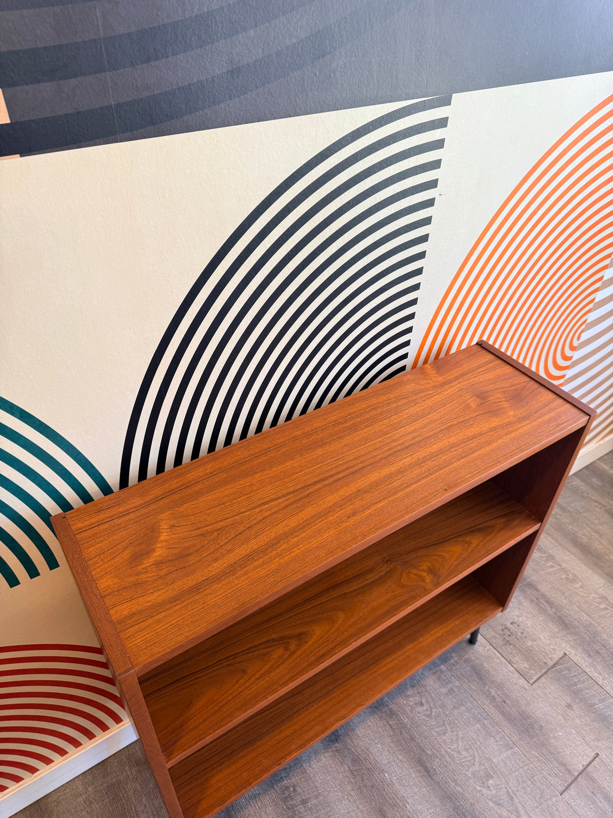Vintage Teak Bookcase on Metal Legs