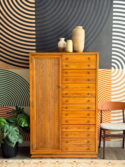 Vintage Oak Armoire with Drawers