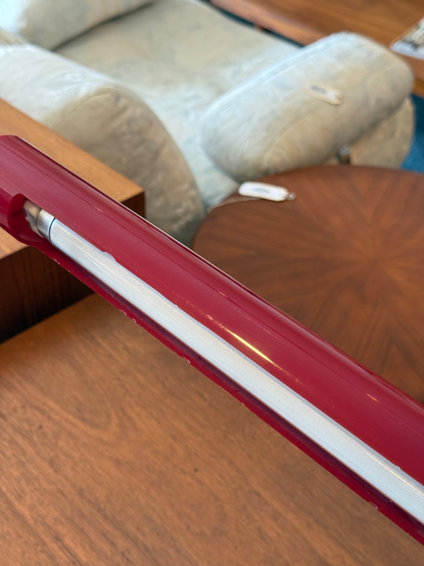 Vintage Space Age Red Plastic Gooseneck Fluorescent Desk Lamp