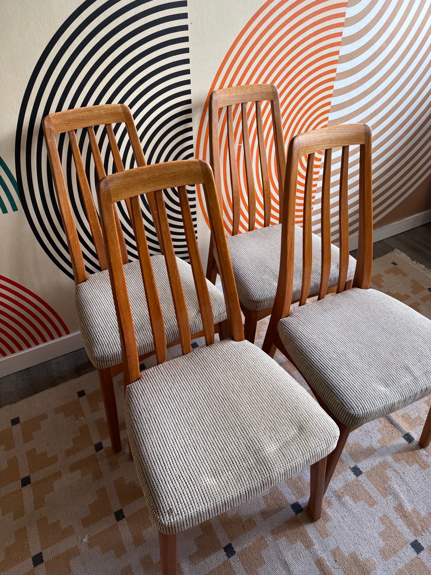 Set of 4 Vintage Eva Teak Dining Chairs