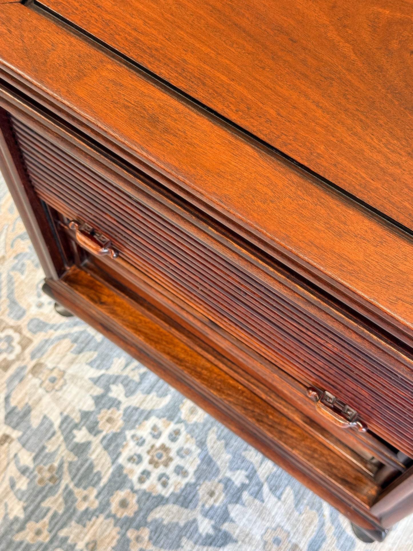 Vintage Wood Tambour Door Cabinet