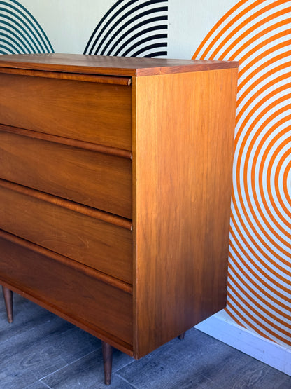 Vintage Walnut Tallboy Dresser
