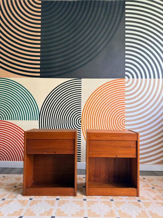 Pair of Teak Tambour Door Cabinets