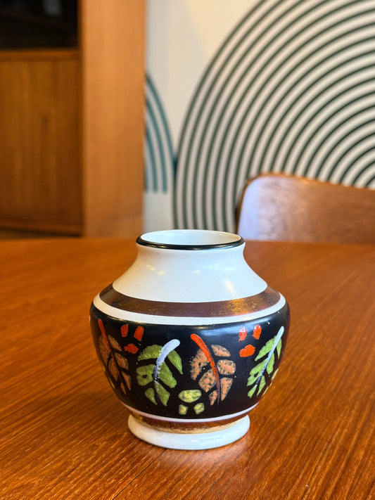 Mini Vintage West German Multi-Coloured Autumn Leaf Vase