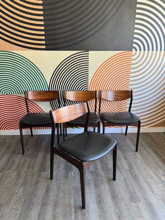 Set of 4 Brazillian Rosewood Dining Chairs by P.E. Jorgensen
