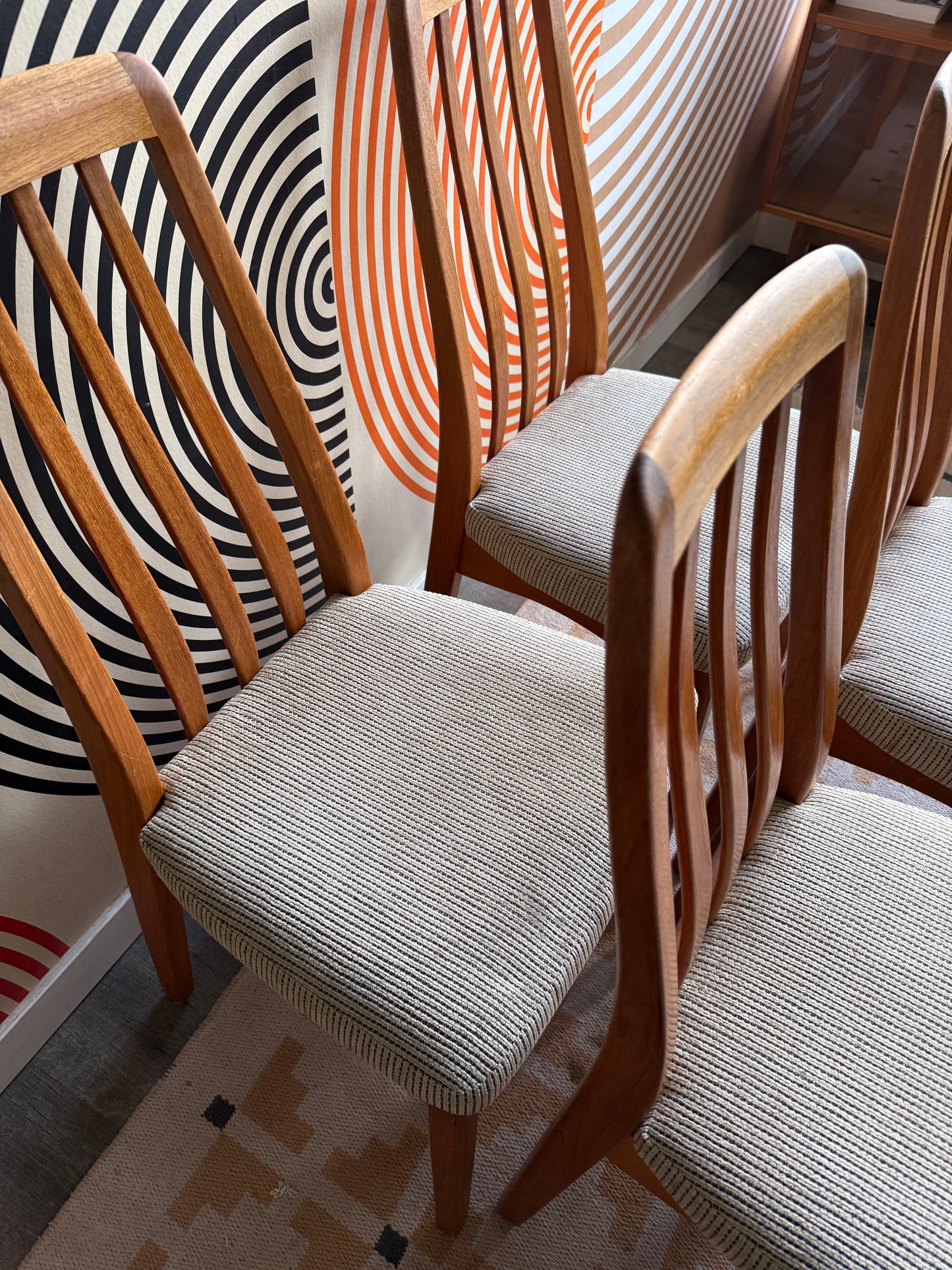 Set of 4 Vintage Eva Teak Dining Chairs