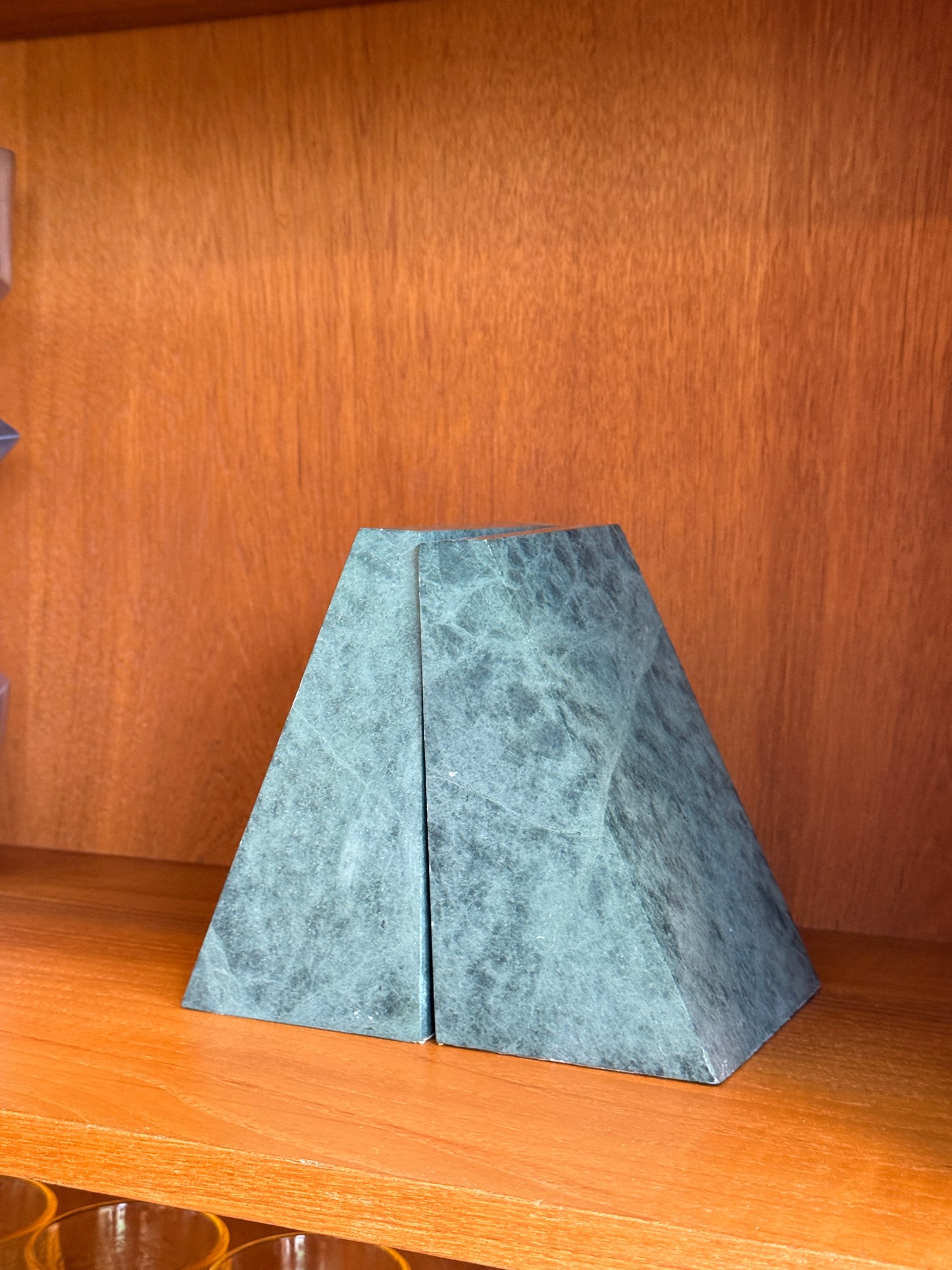 Vintage Green Marble Bookends
