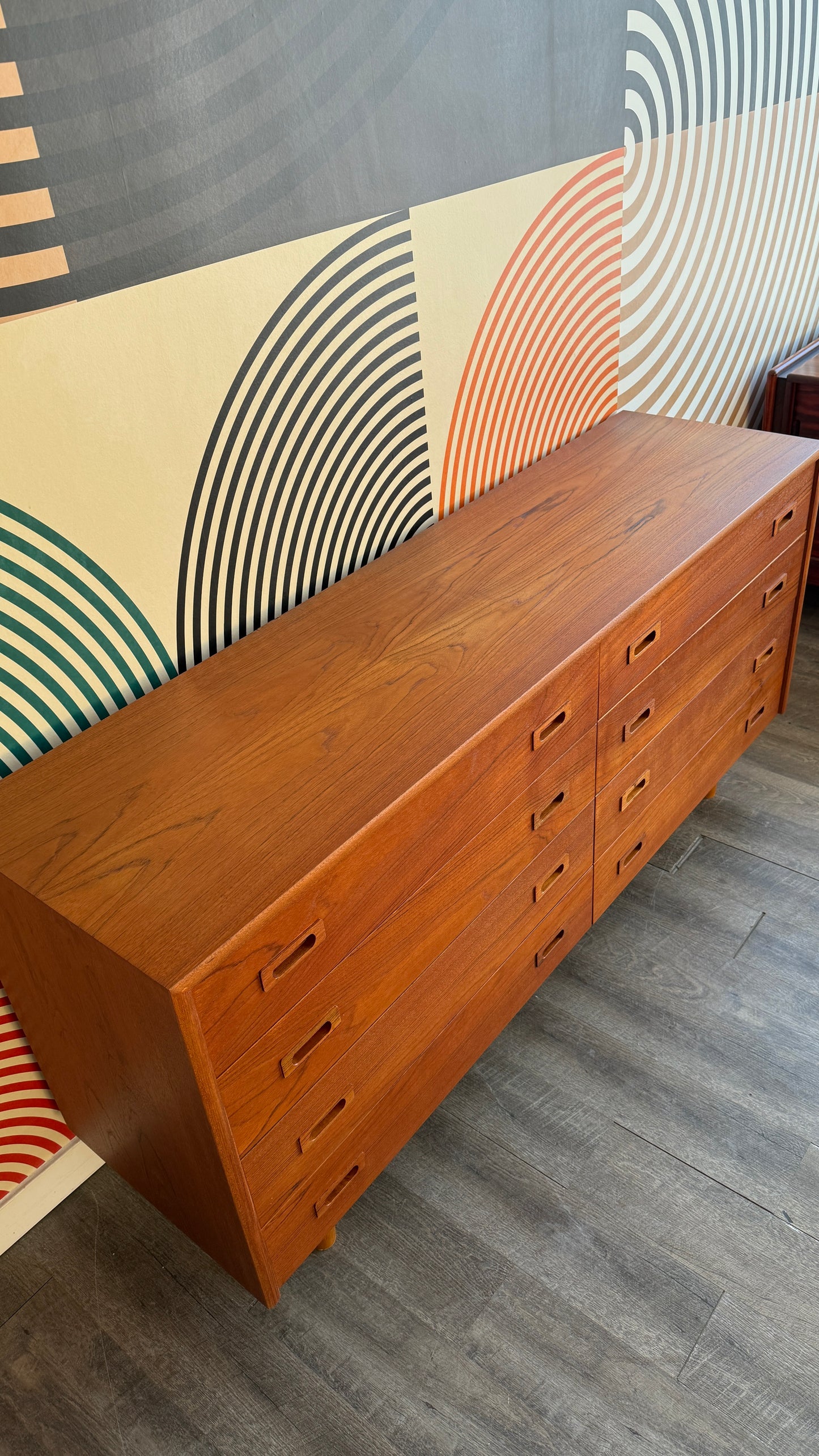 Vintage Teak 8 Drawer Dresser