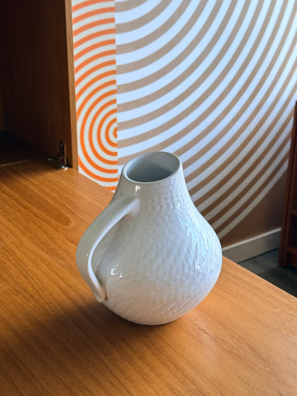 Vintage White W. German Pottery Jug, 377-23