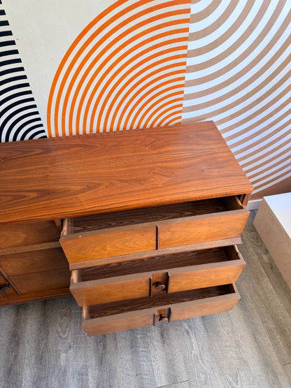 Vintage Walnut 6-Drawer Dresser