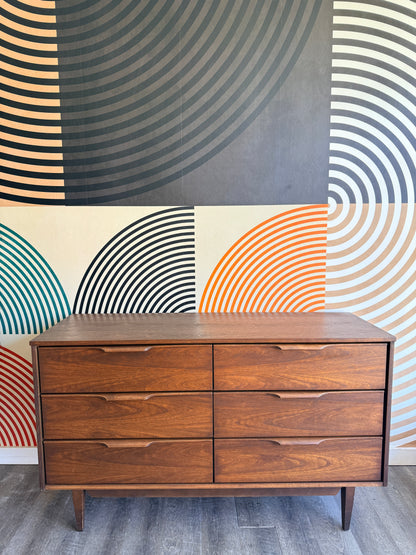 Vintage Walnut 6 Drawer Dresser