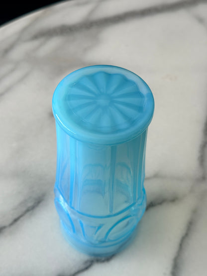 Vintage Wheaton Blue Opalescent Bullseye Drinking Glass/Vase