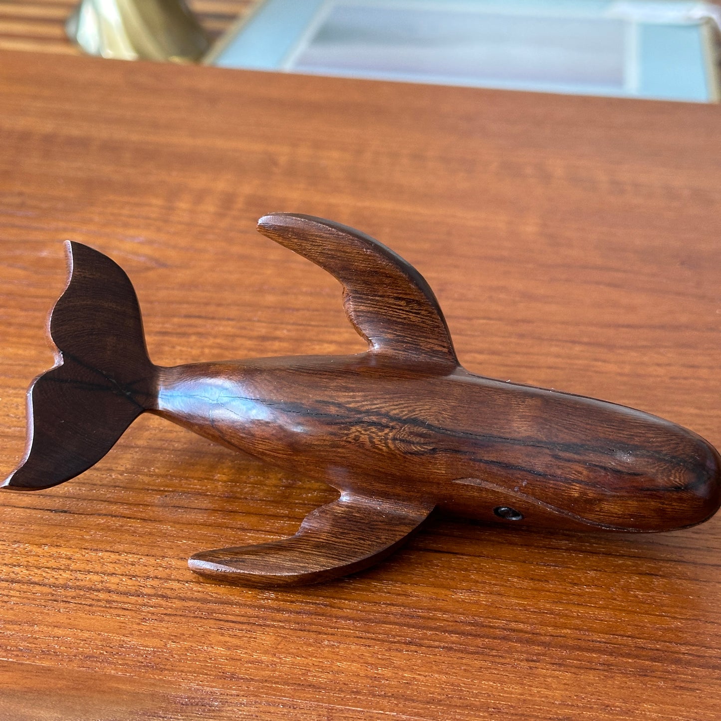 Vintage MCM Ironwood Whale Sculpture