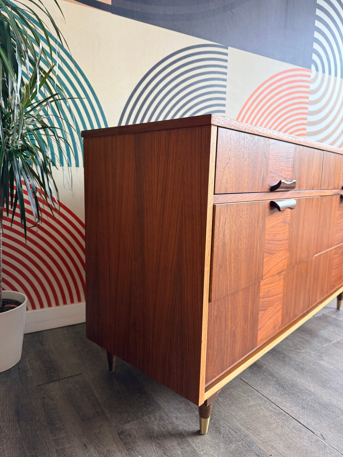 Vintage Mid-Century Walnut 6 Drawer  Dresser