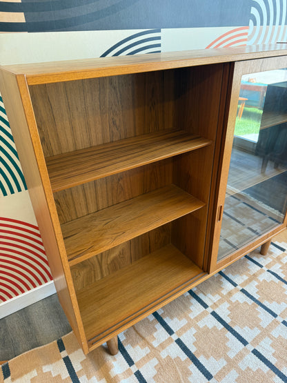 Tall Vintage Teak and Glass Cabinet