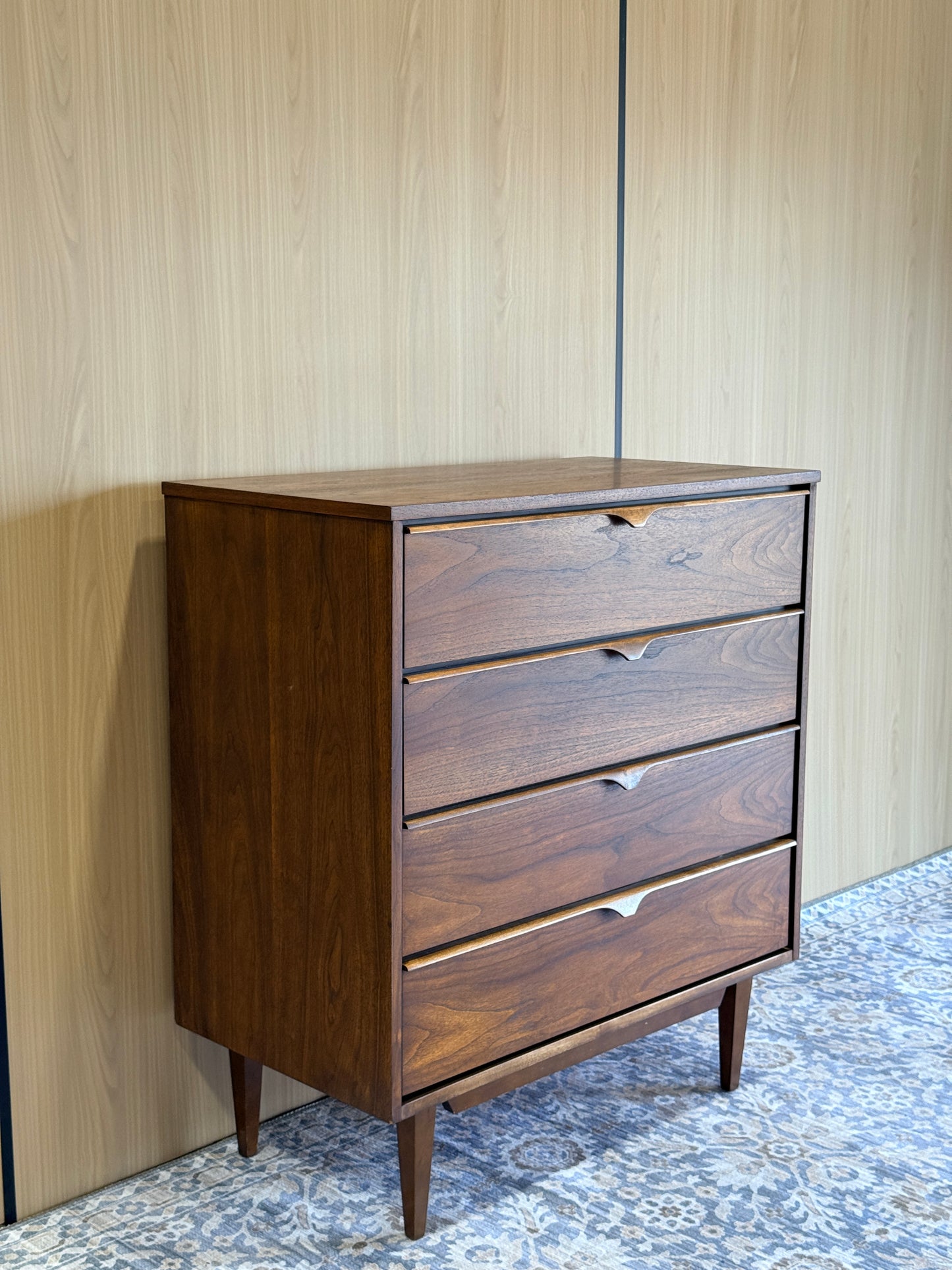 Vintage Walnut 4 Drawer Tallboy by Vic-Art