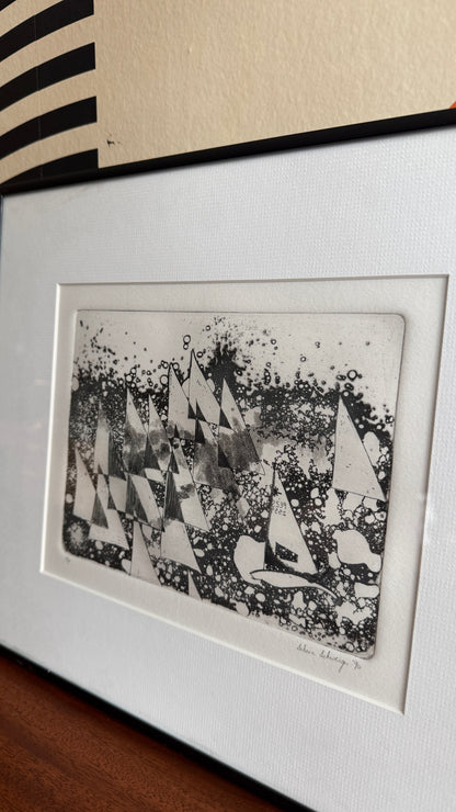 1990 Signed Sailboat Etching (Framed)