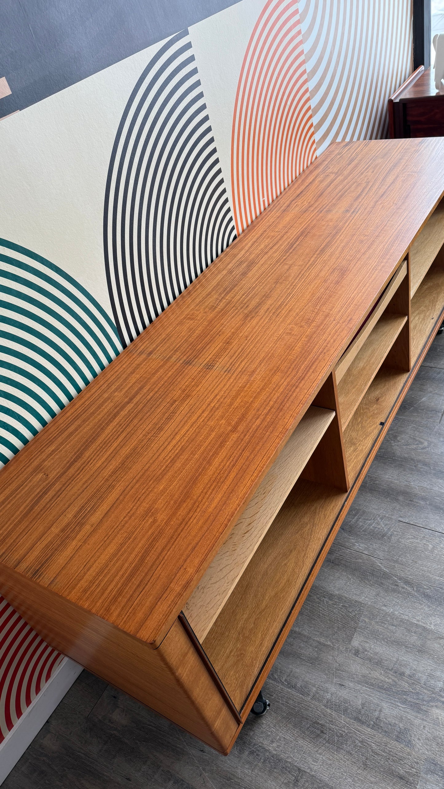 Danish Teak Credenza with Tambour Doors