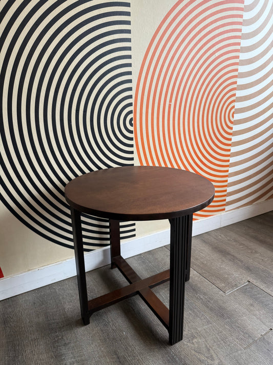 Vintage Round Walnut Side Table