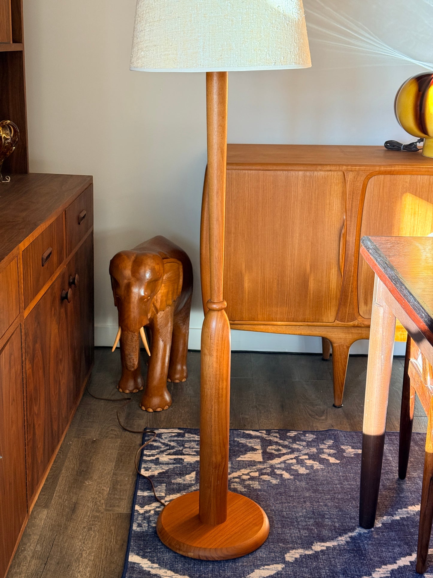 Vintage 1960s Solid Teak Floor Lamp