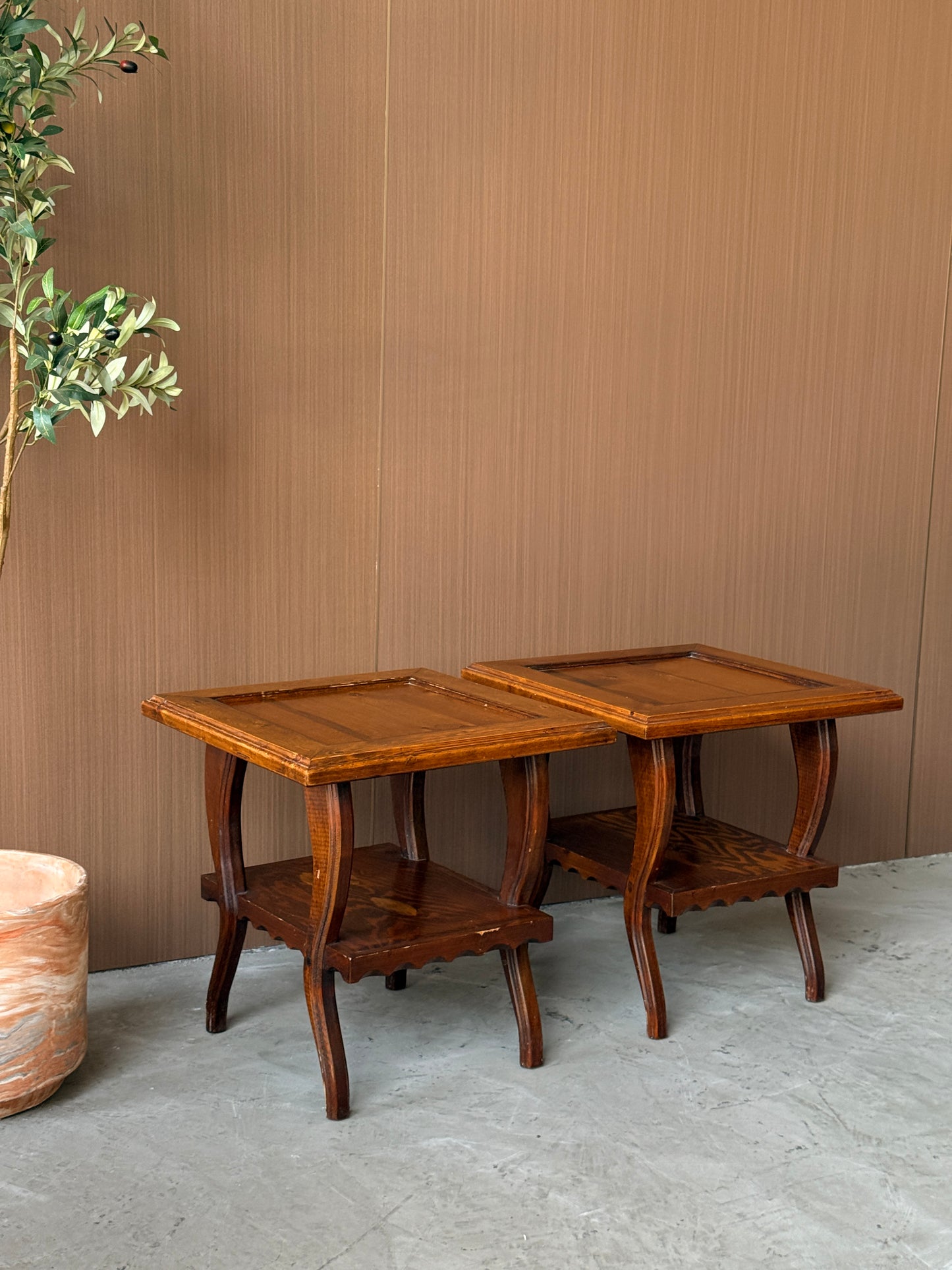 Vintage Wooden Side Tables (Pair)
