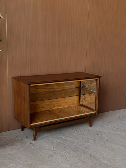 Vintage Walnut Display Open Cabinet