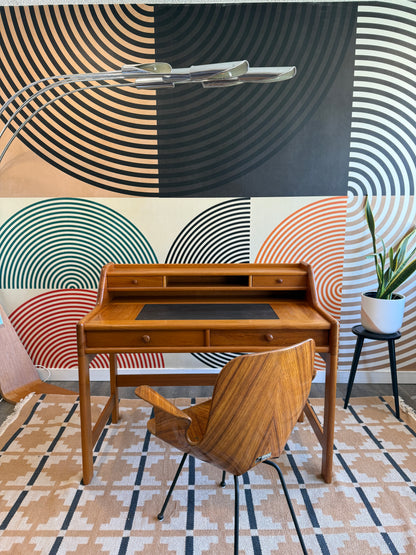 Danish Solid Teak Desk by John Mortensen for Dyrlund