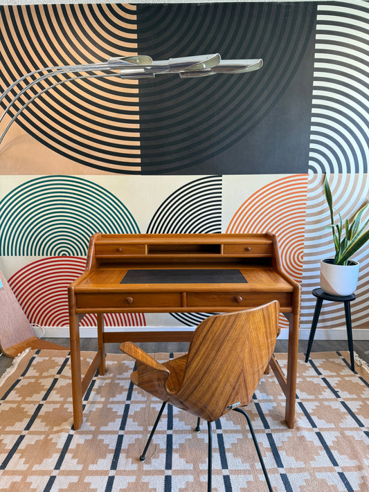 Danish Solid Teak Desk by John Mortensen for Dyrlund