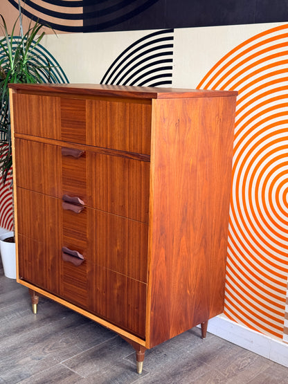 Vintage Walnut Tallboy Dresser