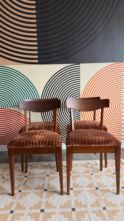 Set of 4 Vintage Walnut Dining Chairs (Reupholstered)