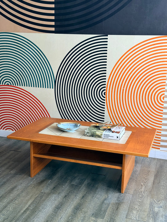 Danish Modern Gangso Mobler Teak Coffee Table With Tile Inserts