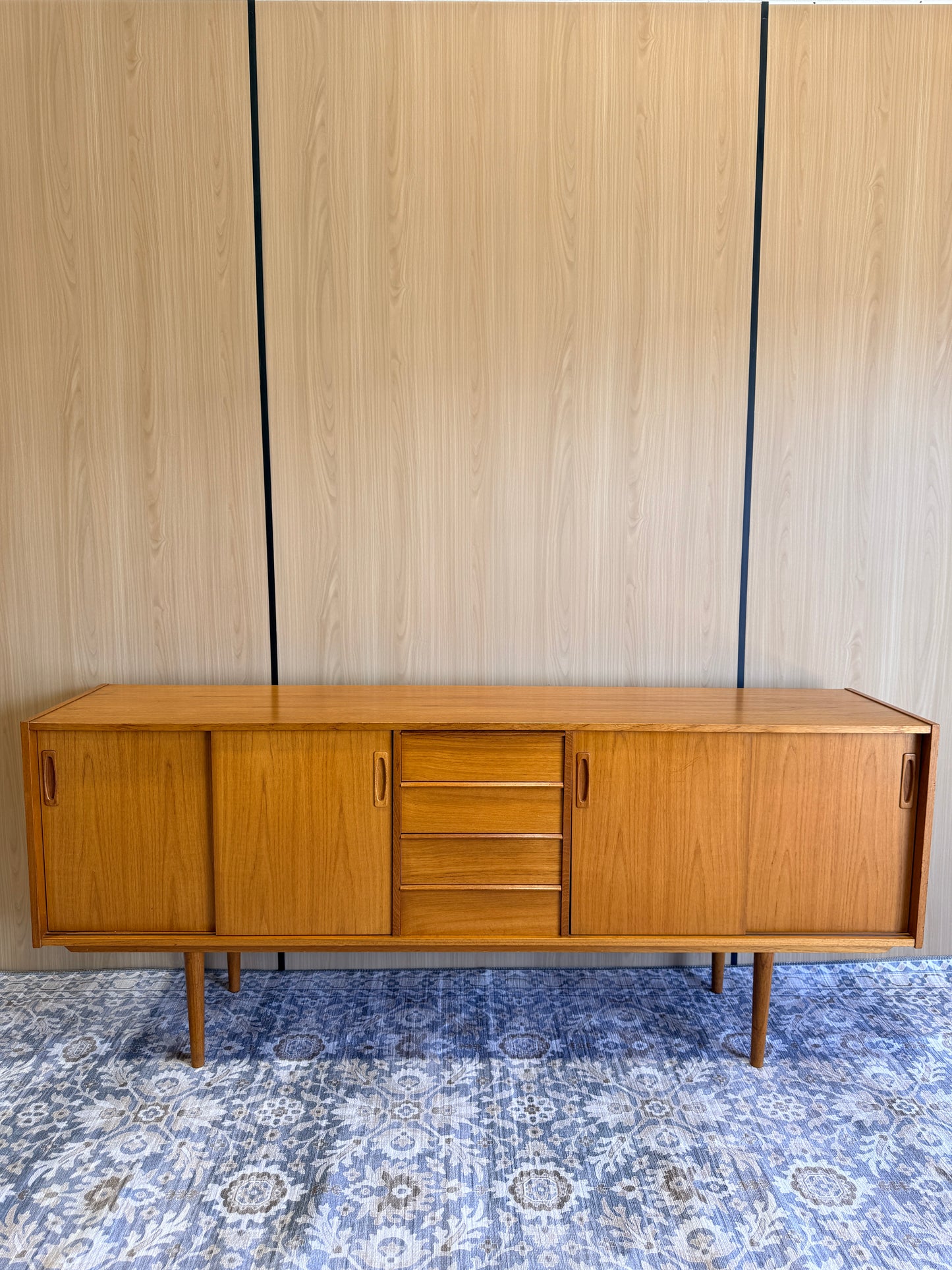 Vintage Swedish Teak Sideboard 75”
