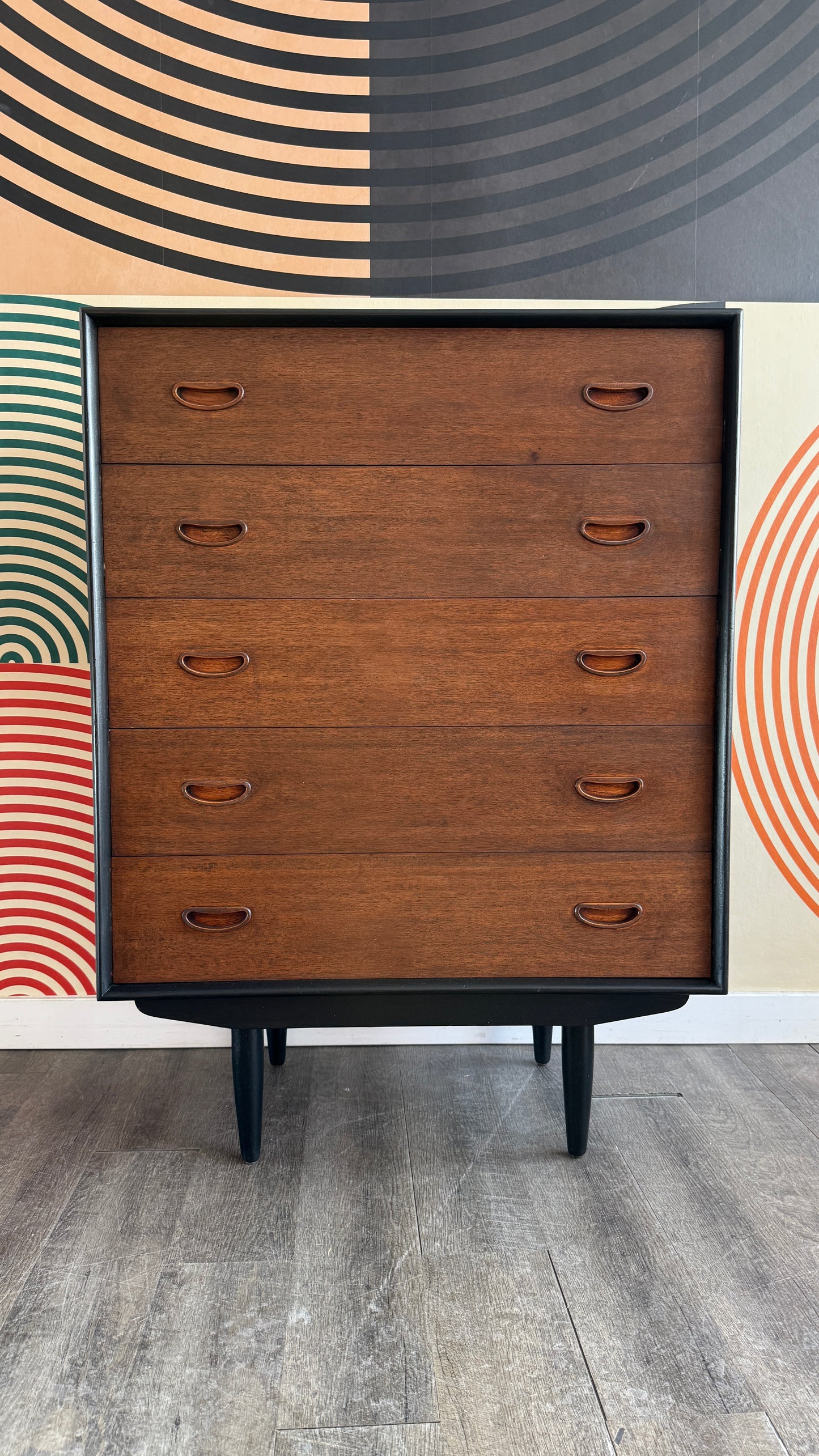 Vintage Teak Tallboy Dresser