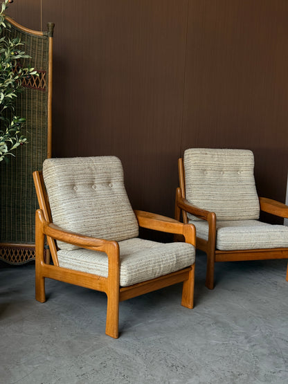 Vintage MCM Solid Teak Lounge Chairs
