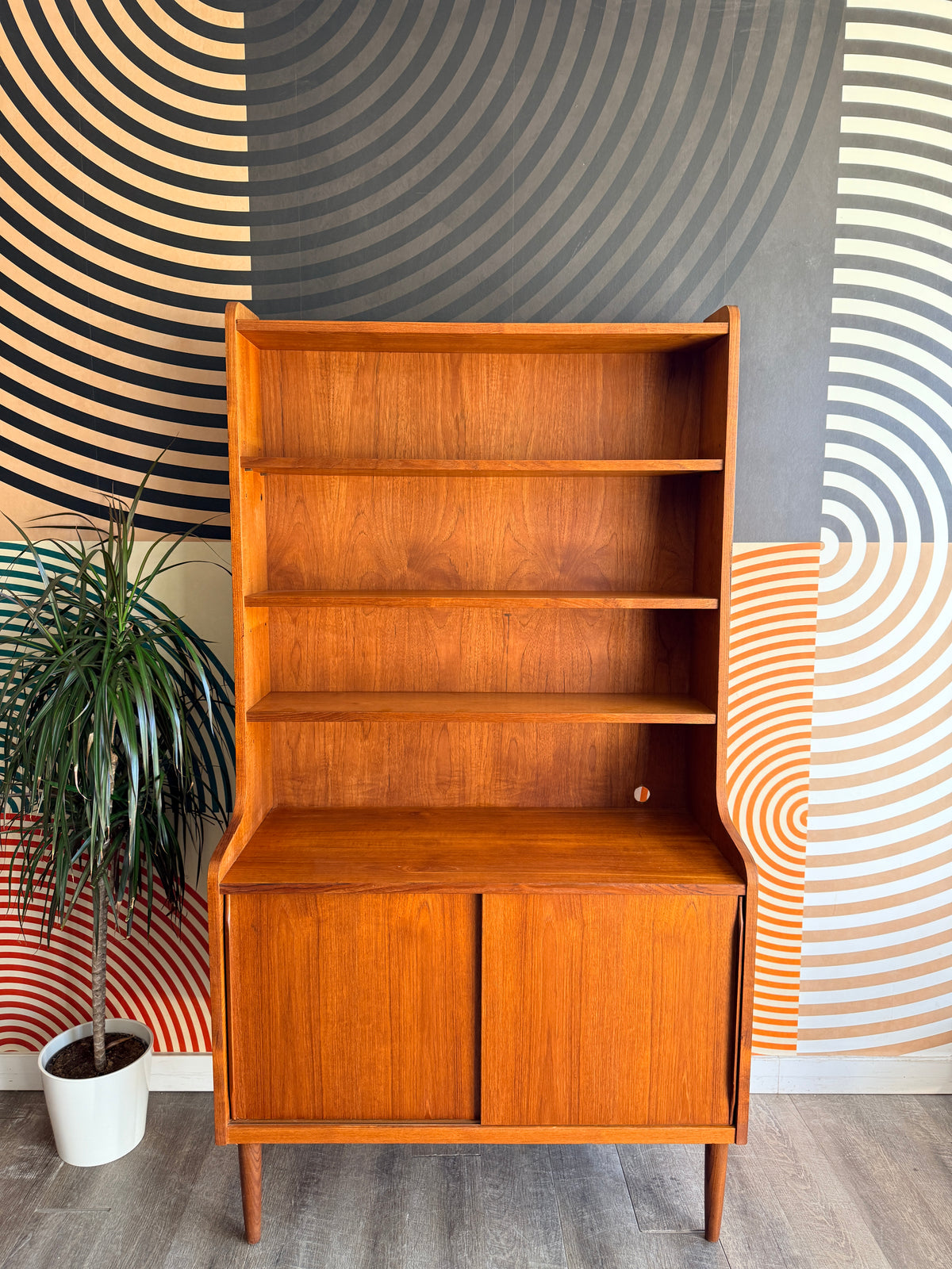 Danish Teak Bookcase with a Cabinet Storage