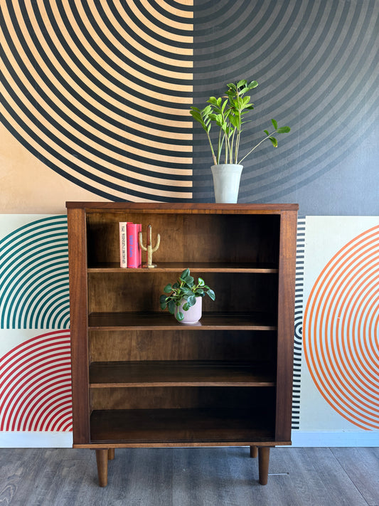 Tall Vintage Walnut Bookshelf