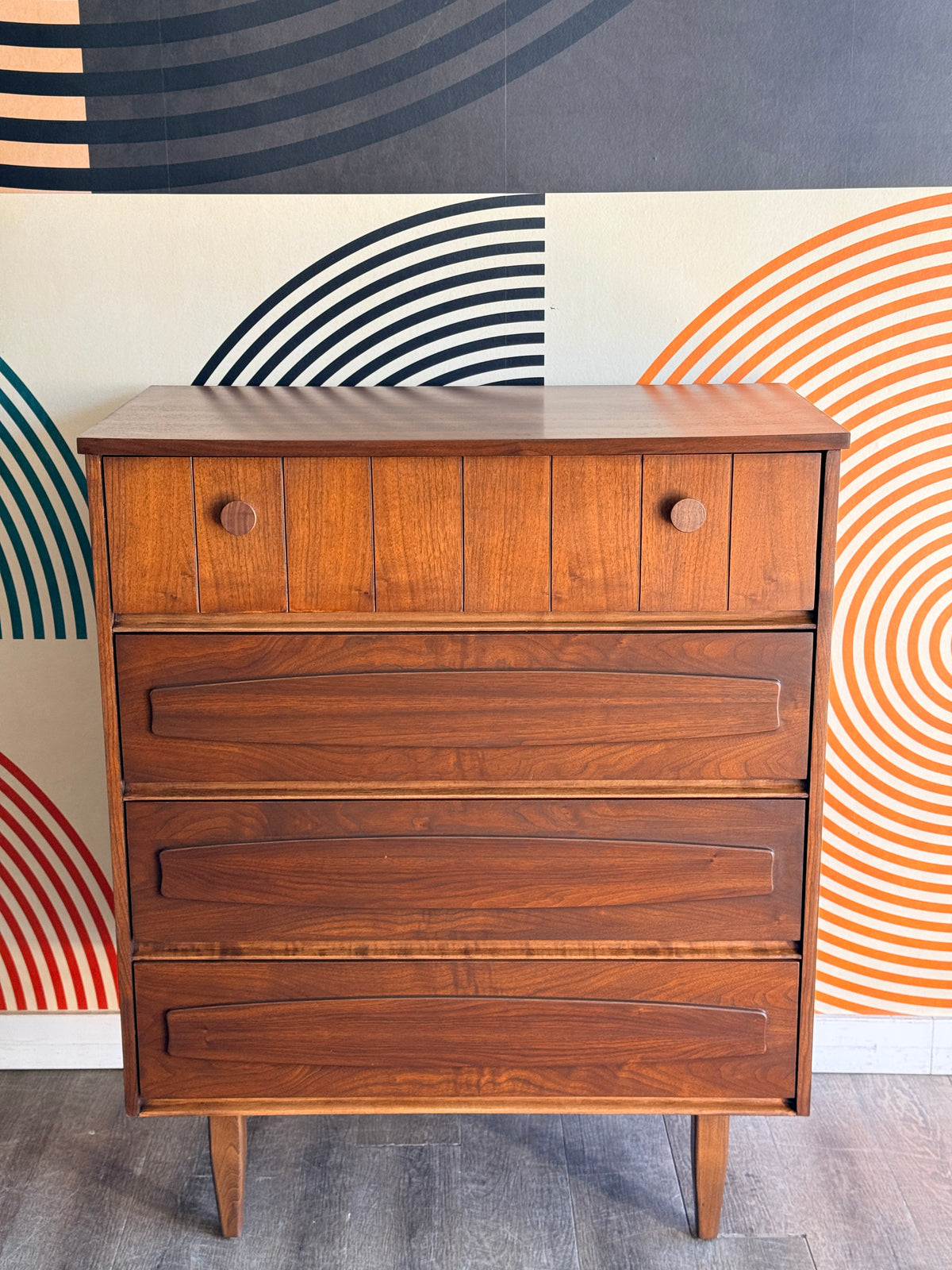 Vintage Walnut 9 Drawer & Tallboy Set
