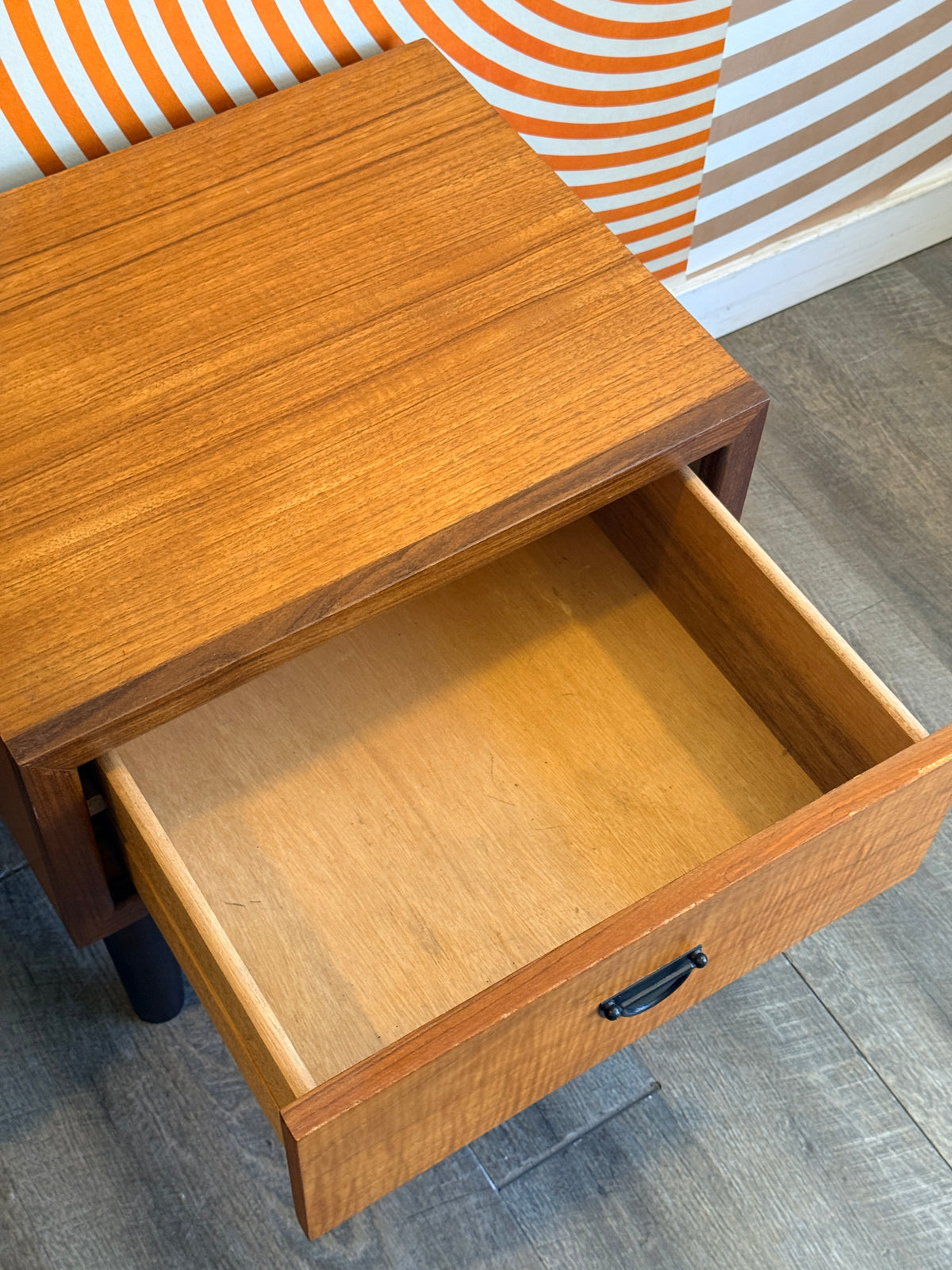 R.S. Associates Teak Nightstands with Metal Pulls