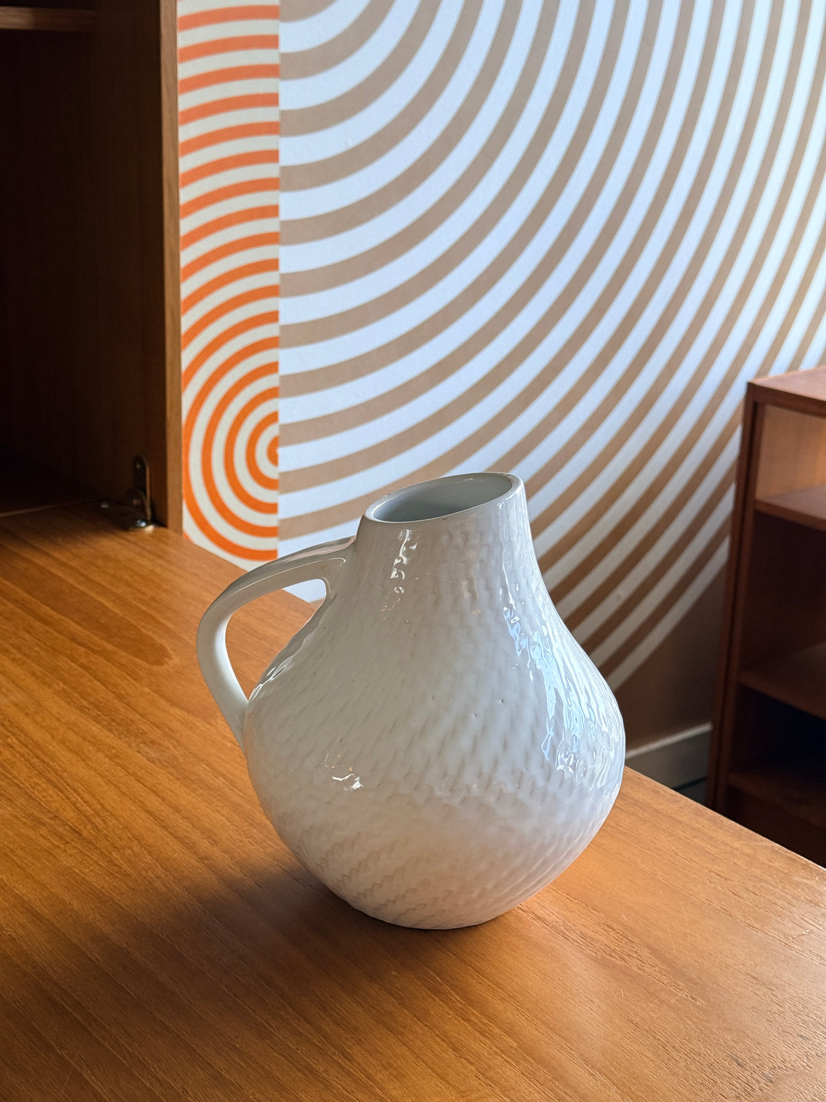 Vintage White W. German Pottery Jug, 377-23
