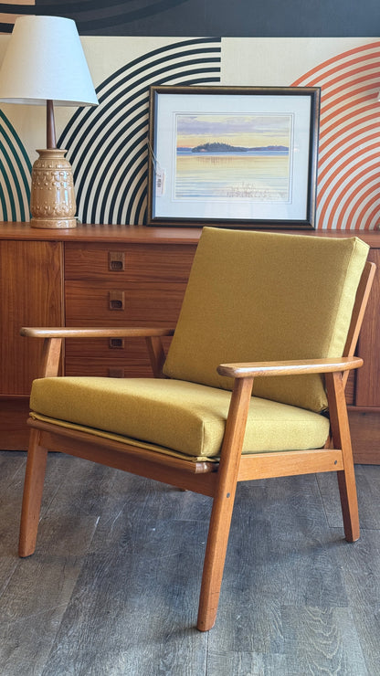 Vintage Petite Teak Lounge Chair Mustard Yellow