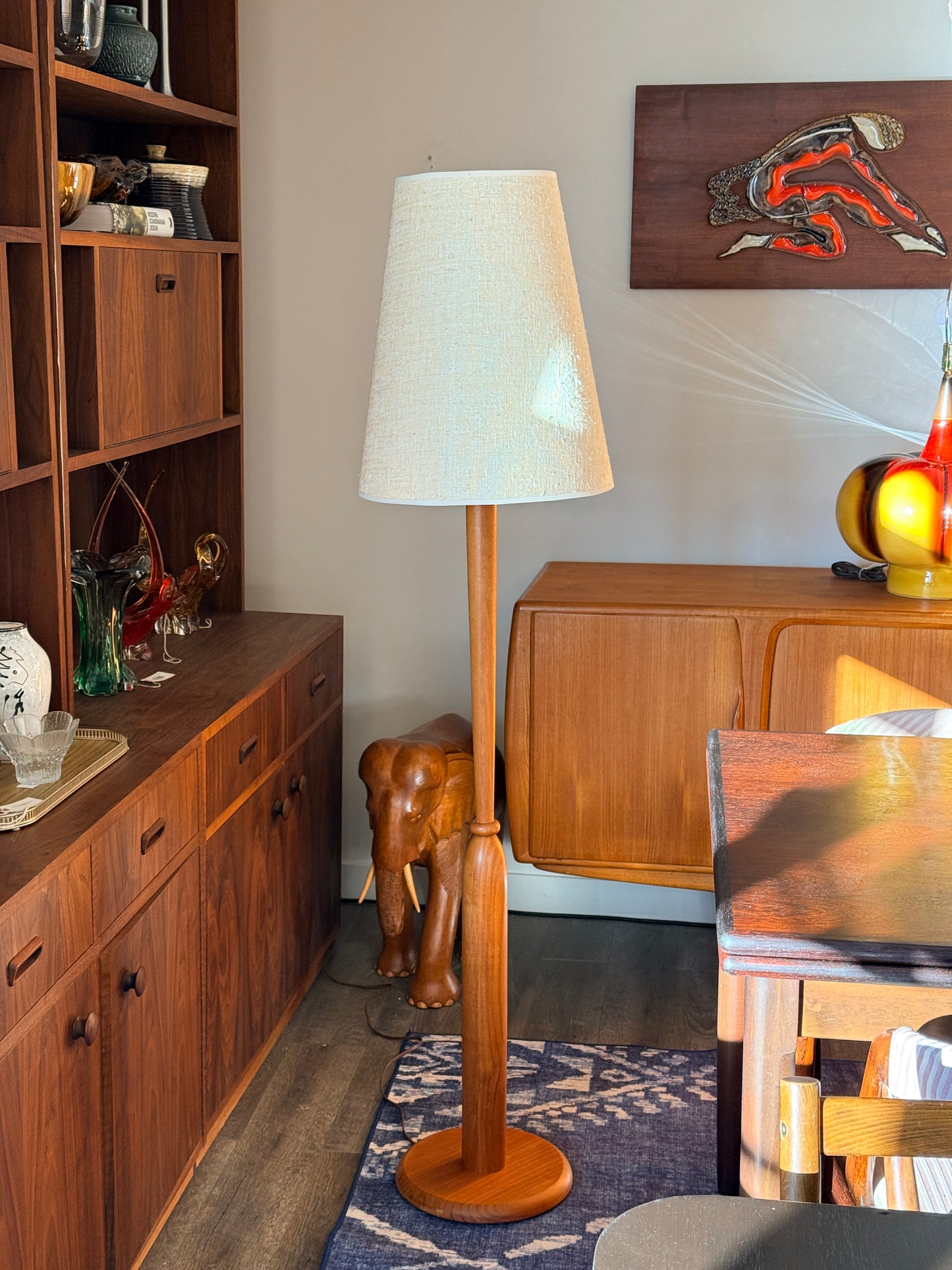 Vintage 1960s Solid Teak Floor Lamp